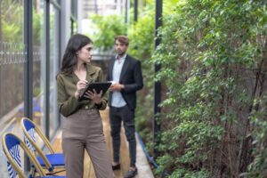 Architect adopt green tech for sustainable, low CO2 building, improve air quality, energy efficiency