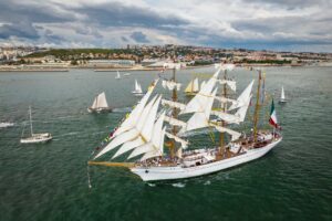 Tall ships sailing in Tagus river. Lisbon, Portugal